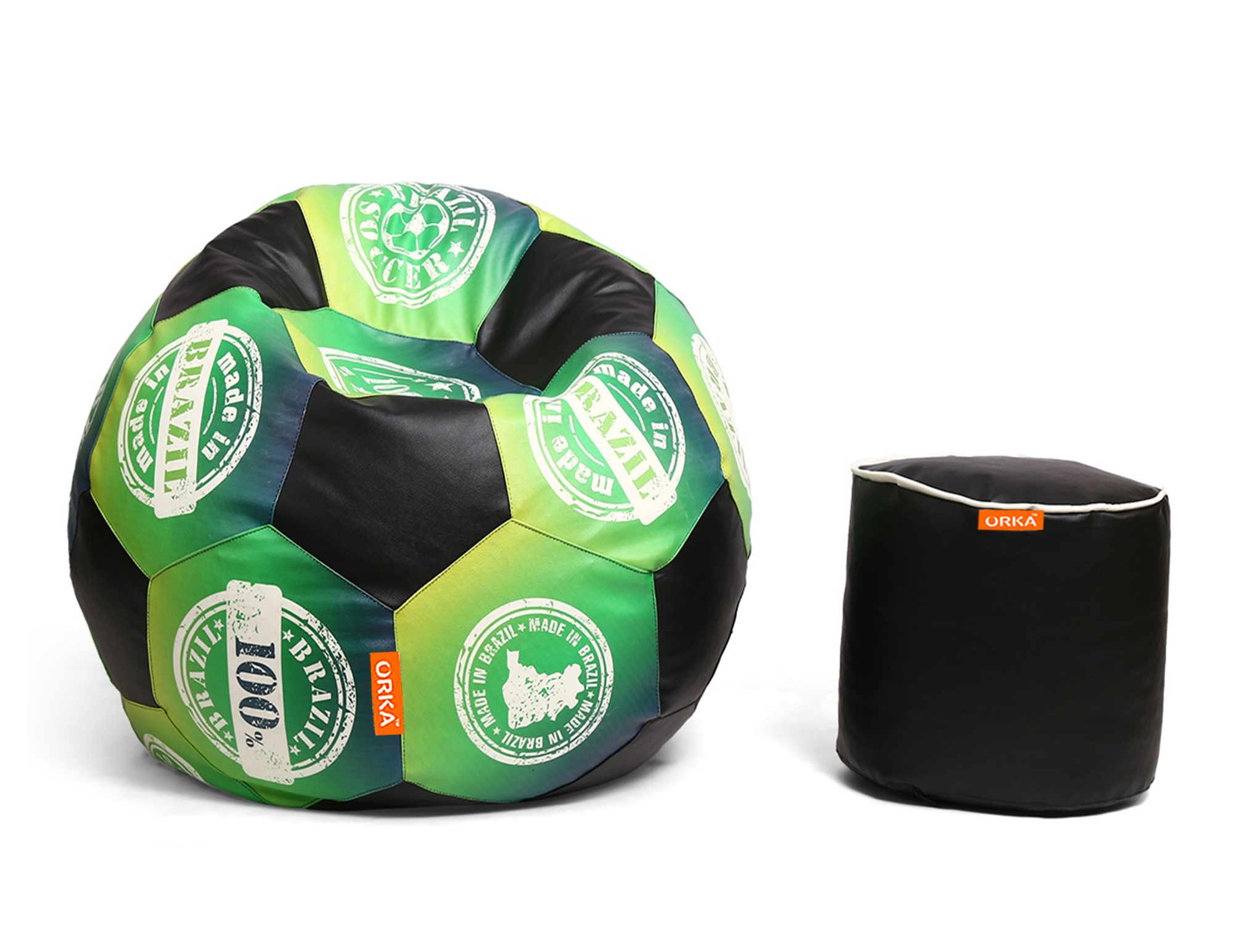 Orka Digital Printed XXL Foorball With Mathching Footstool Filled Bean Bag With Beans (FB54 Multicolor)